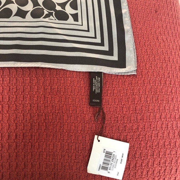 Coach "C" Logo Black & Silver Silk Square Scarf 21 x 21 silk scarf - Picture 3 of 8